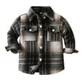 thumbnail image 1 of Hpapadks Girls Tops Kids Long Sleeve Lapel Button Down Plaid Shirt Coat Tops with Pockets Boys Shirts Black 6 Months-12 Months, 1 of 1