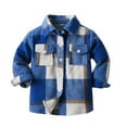 thumbnail image 1 of Hpapadks Girls Tops Kids Long Sleeve Lapel Button Down Plaid Shirt Coat Tops with Pockets Boys Shirts Dark Blue 3 Months-6 Months, 1 of 1
