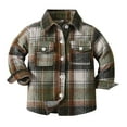thumbnail image 1 of Hpapadks Girls Tops Kids Long Sleeve Lapel Button Down Plaid Shirt Coat Tops with Pockets Boys Shirts Green 6 Months-12 Months, 1 of 4