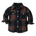 thumbnail image 1 of Hpapadks Girls Tops Kids Long Sleeve Lapel Button Down Plaid Shirt Coat Tops with Pockets Boys Shirts Navy 6 Months-12 Months, 1 of 1