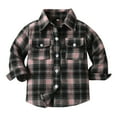 thumbnail image 1 of Hpapadks Girls Tops Kids Long Sleeve Lapel Button Down Plaid Shirt Coat Tops with Pockets Boys Shirts Pink 6 Months-12 Months, 1 of 4