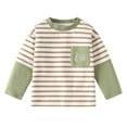 thumbnail image 1 of Hpapadks Girls Tops Spring Autumn Colorblock Long Sleeve Stripe Cartoon Prints T Shirt Top Boys Tshirts Green 6-7 Years, 1 of 7