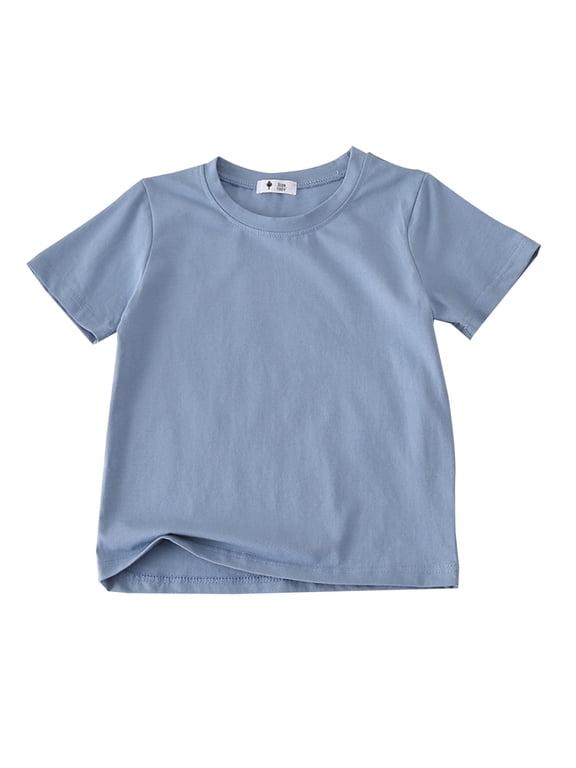 Girls Tops Toddler Kids Summer Classic Short Sleeve Solid Sports T Shirt Top Boys Tshirts Sky Blue 4 Years-5 Years