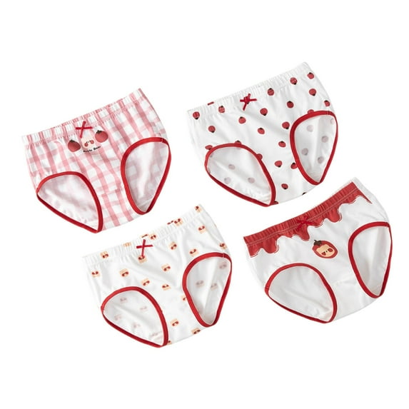 Hpapadks Girls Underwear Cute Cartoon Print Sweet Soft Briefs Shorts Underpanties Trunks 4PCS Girls Panties Pink 5-6 Years
