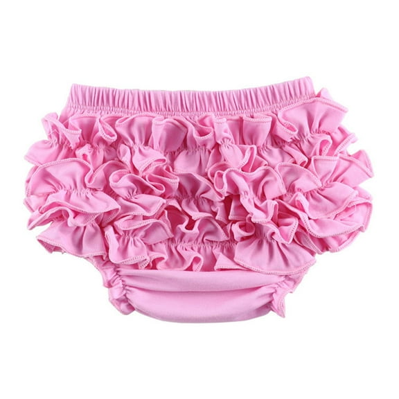 Hpapadks Girls Underwear Baby Girl Ruffle Solid Color Covers Daily Shorts Underpants Pink 6-12 Months