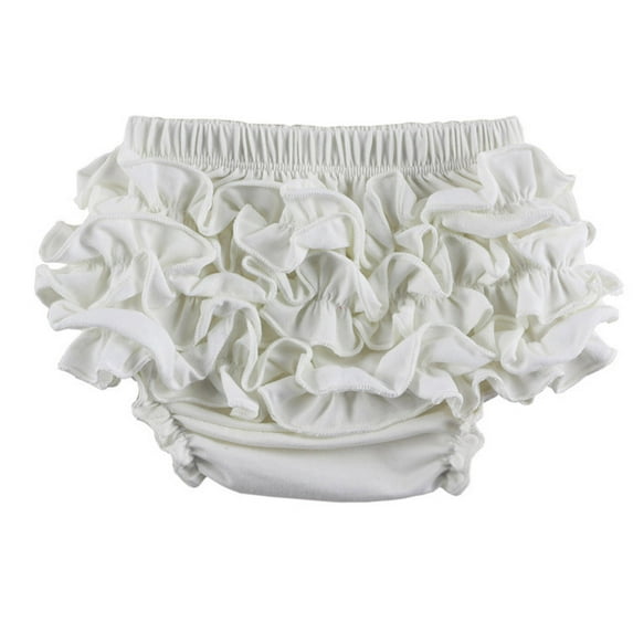 Hpapadks Girls Underwear Baby Girl Ruffle Solid Color Covers Daily Shorts Underpants White 0-6 Months