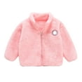 thumbnail image 1 of Hpapadks Girls Winter Coat Boys Fleece Zip Up Warm Outwear Long Sleeve Solid Furry Coats Toddler Jacket Pink 4-5 Years, 1 of 4