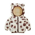thumbnail image 1 of Hpapadks Girls Winter Coat Long Sleeve Cute Cartoon Hooded Coat Cottonpadded Down Coat Girls' Outerwear Jackets Coffee 5 Years-6 Years, 1 of 7