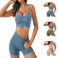 thumbnail image 1 of Hpapadks Gym Sets Woman 2 Piece Activewear Sleeveless Solid Seamless Fitness Yoga Bra High Waist Lifting Shorts Sports Set Yoga Outfits for Women Blue S, 1 of 7