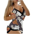 thumbnail image 1 of Hpapadks Halloween Pajama Set Women Cute Graphic Spaghetti Strap Camisole Tops and Shorts 2 Piece Sleepwear Sexy Womens Pjs Black, 1 of 6