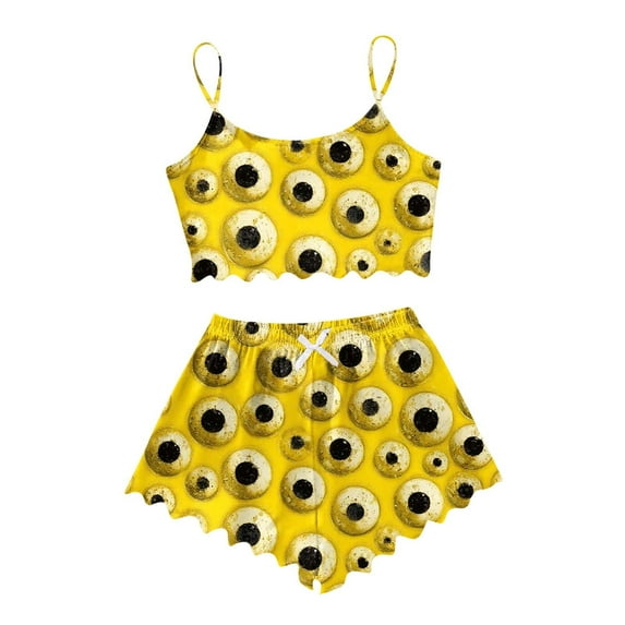 Hpapadks Halloween Pajamas Women 2 Piece Sexy Cute Graphic Tank Tops and Shorts Sleepwear Pjs Sets for Women Yellow