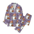 thumbnail image 1 of Hpapadks Halloween Pajamas Women Graphic Long Sleeve Button Down Shirts and Pants 2 Piece Sleepwear Womens Pjs Orange, 1 of 6