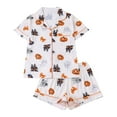 thumbnail image 1 of Hpapadks Halloween Pajamas Women Pumpkin Graphic Button Down Short Sleeve 2 Piece Sleepwear with Shorts Women Pjs White, 1 of 6