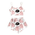 thumbnail image 1 of Hpapadks Halloween Pajamas for Women Cute Print Spaghetti Strap Lettuce Trim Cami and Shorts 2 Piece Sleepwear Womens Pjs Black, 1 of 5
