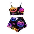 thumbnail image 1 of Hpapadks Halloween Pajamas for Women Set 2 Piece Cute Skeleton Print Cami Top and Shorts Sleepwear Sexy Pjs Sets for Women Purple, 1 of 4