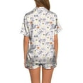 thumbnail image 1 of Hpapadks Halloween Women's Pajama Sets Silk Button Down 2 Piece Silk Sleepwear Shorts Ruffle Notch Collar Womens Pjs Sets White, 1 of 5