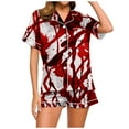 thumbnail image 1 of Hpapadks Halloween Women's Pajamas Satin Silk Short Sleeve Button Down Top and Shorts Soft Sleepwear 2 Piece Womens Pjs, 1 of 4
