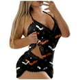 thumbnail image 1 of Hpapadks Halloween Womens Pajamas Set 2 Piece Sexy Cute Graphic Spaghetti Strap Camisole Tops and Shorts Sleepwear Womens Pjs Sets Black, 1 of 6