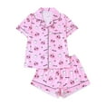thumbnail image 1 of Hpapadks Halloween Womens Pajamas Set Pumpkin Graphic Button Down Shorts Soft Comfy Night Wear Cute 2 Piece Sleepwear Pjs Sets for Women Pink, 1 of 6