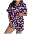 thumbnail image 1 of Hpapadks Halloween Womens Pajamas Set Pumpkin Print Short Sleeve Button Down 2 Piece Womens Pjs Sets Dark Purple, 1 of 6