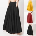 thumbnail image 1 of Hpapadks High Waisted Skirts for Women Loose Casual Long Solid Pleated Elastic Waist Skirt Black L, 1 of 6
