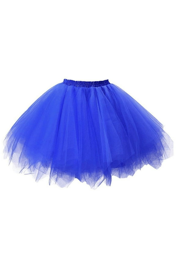 Holiday Skirts for Women Solid Color Pleated Dancing Mesh Tutu Skirt Blue XL