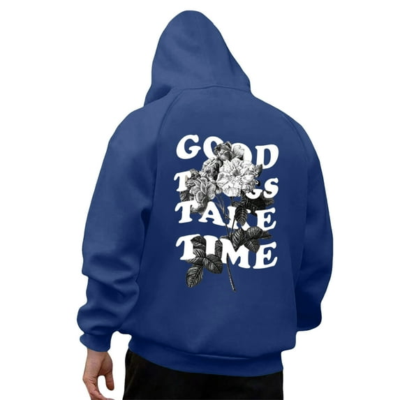 Hpapadks Hoodie Men Oversize Hoodies Pullover with Vintage Flower Letter Print Lightweight Men's Sweatshirts