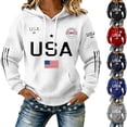 thumbnail image 1 of Hpapadks Hoodie Women Women's Patriotic Print Pullover Hoodie Soft Fleece Top Women Sweatshirt, 1 of 6