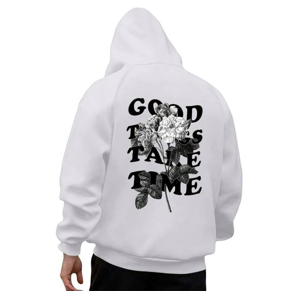Hpapadks Hoodie for Men Oversize Hoodies Pullover with Vintage Flower Letter Print Lightweight Men's Sweatshirts