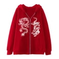 thumbnail image 1 of Hpapadks Hoodies Men Oversized Full Zip Hoodies Pullover with Chinese Dragon Print Gothic Graphic Hooded Jacket Men's Sweatshirts, 1 of 3