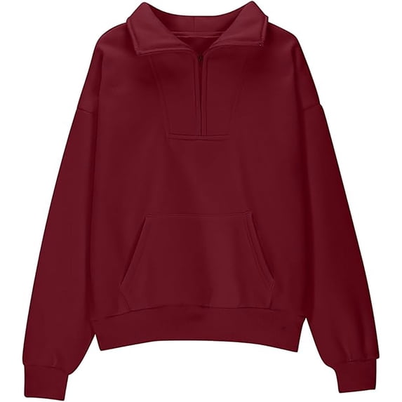 Hpapadks Hoodies for Boys Half Zip Sweatshirts Solid Quarter Zip Pullover with Pocket Pullover 9-10 Years Toddler Sweatshirt Red