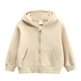 thumbnail image 1 of Hpapadks Hoodies for Boys Zip Up Pullover Solid Color Pullover Sweatshirts Long Sleeve Jacket 2-3 Years Toddler Sweatshirt Beige, 1 of 3
