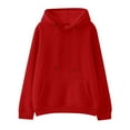 thumbnail image 1 of Hpapadks Hoodies for Girls Drawstring Solid Long Sleeve Pocket Pullover Tops Sweatshirts 2-3 Years Girls Sweatshirt Red, 1 of 5