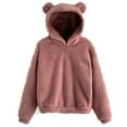 thumbnail image 1 of Hpapadks Hoodies for Women Warm Cute Bear Ears Hooded Long Sleeve Solid Casual Loose Outwear Women's Sweatshirt Pink XXL, 1 of 6