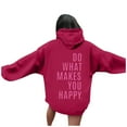 thumbnail image 1 of Hpapadks Hoodies for Women Word Graphic Print Vintage Trendy Preppy Long Sleeve Hooded Sweatshirt for Women Red M, 1 of 6