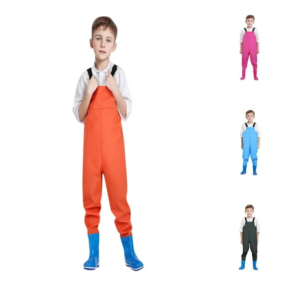 Hpapadks Kids Chest Wader with Non- Boots,Youth Fishing Hunting Waterproof Waiters, Children Boys Girls Breathable Waders Yellow