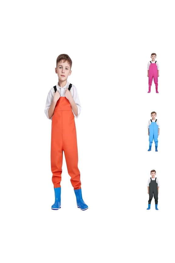Kids Chest Wader with Non- Boots,Youth Fishing Hunting Waterproof Waiters, Children Boys Girls Breathable Waders Yellow