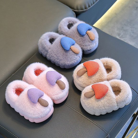 Hpapadks Kids House Slippers Winter Warm Shoes Cozy Indoor Outdoor Soft Lined Booties with Heel Cover Girls Shoes Light Pink
