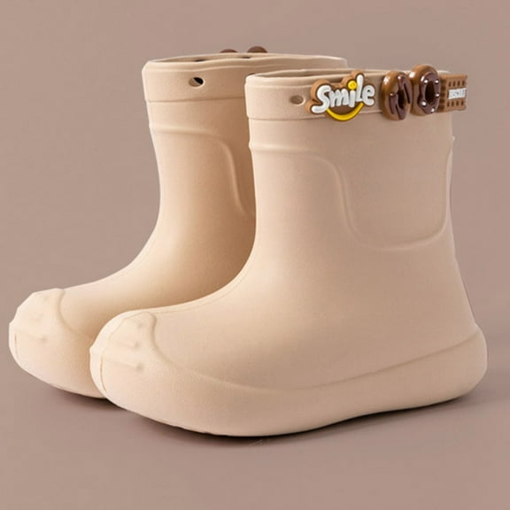 Hpapadks Kids Rain Boots School Outdoor Rainy Day Low Top Non Comfortable Lightweight Durable All Season Footwear Rainboots Kids Waterproof Boots Khaki