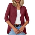 thumbnail image 1 of Hpapadks Light Cardigans for Women Summer Formal Commuting Casual Solid 3/4 Sleeve Open Front Small Coat Shrugs for Women, 1 of 5