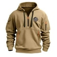 thumbnail image 1 of Hpapadks Men Hoodie Athleisure Half Zip Hoodies Pullover with Zippered Pocket Arm Embroidered Tactical Hooded Sweatshirts for Men, 1 of 3