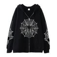 thumbnail image 1 of Hpapadks Men Hoodies Halloween Retro Spider Web Print Full Zip Hoodies Pullover with Pocket Oversized Long Sleeve Hooded Jacket Men's Sweatshirts, 1 of 3