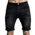 thumbnail image 1 of Hpapadks Men Jean Shorts Ripped Distressed Loose Fit Denim Bermuda Shorts with Pockets Summer Casual Solid Men's Denim Shorts Black L, 1 of 3