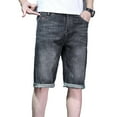 thumbnail image 1 of Hpapadks Men Jean Shorts Straight Leg Classic Loose Fit Denim Bermuda Shorts with Pockets Summer Casual Knee Length Vintage Men's Denim Shorts Black 35, 1 of 7