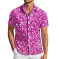 thumbnail image 1 of Hpapadks Men Shirt Carnival Sequin Digital 3D Print Short Sleeve Lapel Button Down Loose Tops Mens Dress Shirt Pink XXXL, 1 of 5