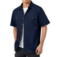 thumbnail image 1 of Hpapadks Men Shirt Casual Short Sleeve Button Down Lapel Cargo Blouses with Pockets Outdoor Loose Fit Mens Dress Shirts Blue XL, 1 of 5