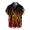 thumbnail image 1 of Hpapadks Men Shirt Short Sleeve Fire Print Lapel Button Down Blouses for Outdoor Loose Mens Dress Shirt Orange L, 1 of 3