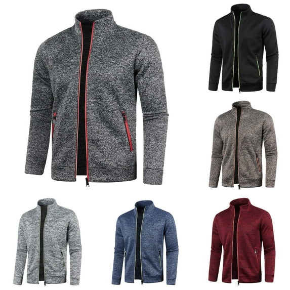 Hpapadks Men's Full Zip Cardigan Sweater Coat, Lightweight and Warm Stand Collar Jacket for Casual and Outdoor Activities