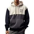 thumbnail image 1 of Hpapadks Men's Hoodies Vintage Patchwork Hoodies Pullover with Front Pocket Long Sleeve Drawstring Hooded Mens Sweatshirts, 1 of 4