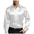 thumbnail image 1 of Hpapadks Men's Shirts Casual Bright Face Solid Lapel Long Sleeve Button Down Blouses Dance Party Mens Dress Shirts White S, 1 of 5